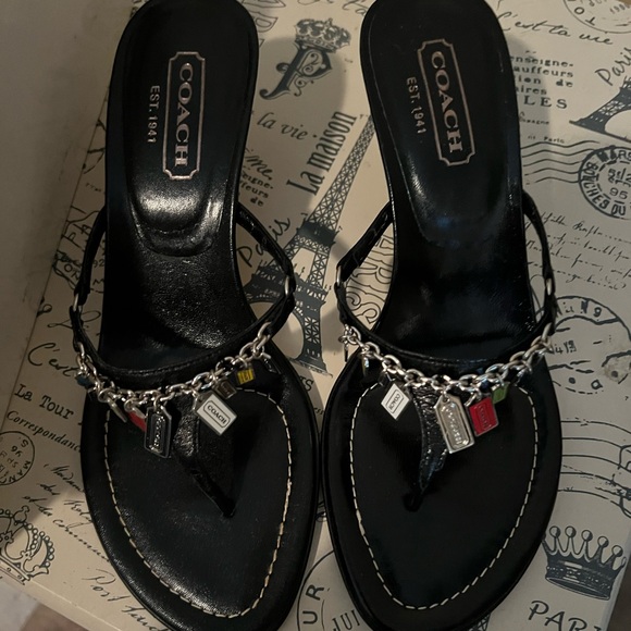 Coach black with multi colored charms sandals. - Picture 2 of 2